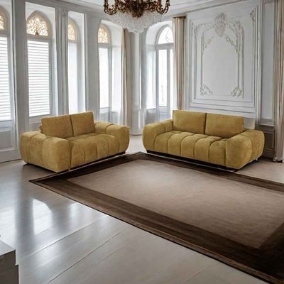 Forbes 3+2 Seater Fabric Sofa Set - yellow