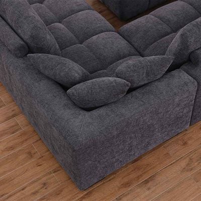 Forbes Sectional Corner Fabric Sofa W/ Ottoman - Dark Grey