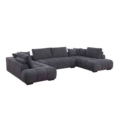 Forbes Sectional Corner Fabric Sofa W/ Ottoman - Dark Grey