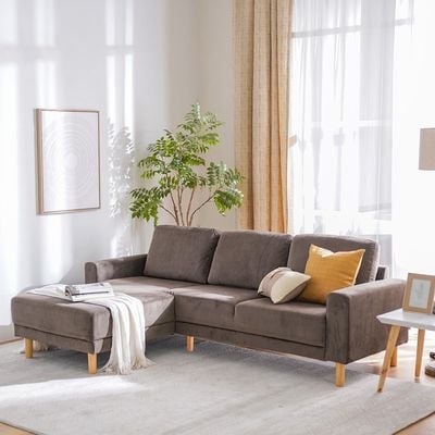Costarica Left Corner Fabric Sofa - Brown