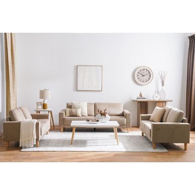 Costarica 3+2+2 Seater Fabric Sofa Set -Light Brown