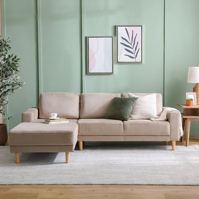 Costarica Left Corner Fabric Sofa - Light Brown
