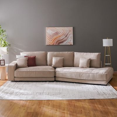 Mellinda Fabric Corner Sofa  - Light Brown