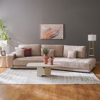 Mellinda Fabric Corner Sofa  - Light Brown