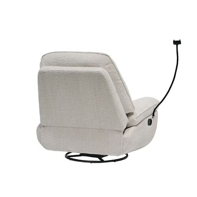 Benson Manual Fabric Recliner W/ Glider + Swivel And Phone Support - Beige