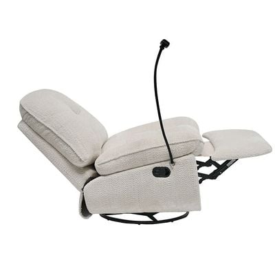 Benson Manual Fabric Recliner W/ Glider + Swivel And Phone Support - Beige