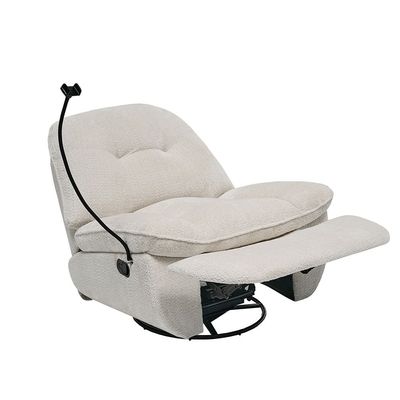 Benson Manual Fabric Recliner with Glider + Swivel and Phone Support - White - With 2-Year Warranty