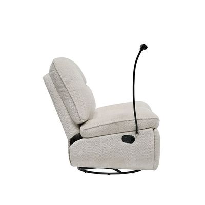 Benson Manual Fabric Recliner W/ Glider + Swivel And Phone Support - Beige