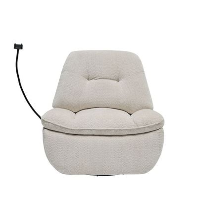 Benson Manual Fabric Recliner W/ Glider + Swivel And Phone Support - Beige