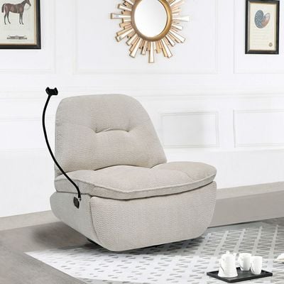 Benson Manual Fabric Recliner W/ Glider + Swivel And Phone Support - Beige