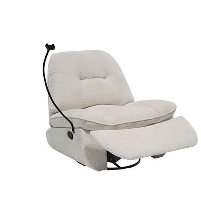 Benson Manual Fabric Recliner W/ Glider + Swivel And Phone Support - Beige