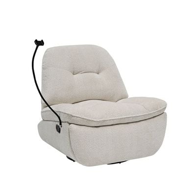 Benson Manual Fabric Recliner W/ Glider + Swivel And Phone Support - Beige