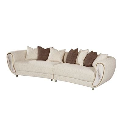 Abba 4+3 Seater Fabric Sofa Set - Beige - With 2-Year Warranty