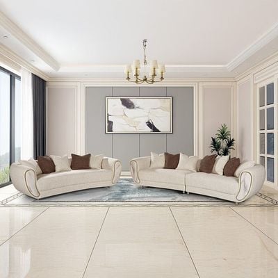 Abba 4+3 Seater Fabric Sofa Set - Beige - With 2-Year Warranty