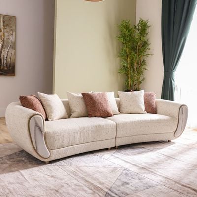 Abba 4-Seater Fabric Sofa - Beige - With 2-Year Warranty