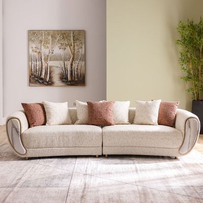 Abba 4-Seater Fabric Sofa - Beige - With 2-Year Warranty