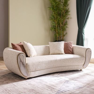 Abba 3-Seater Fabric Sofa - Beige - With 2-Year Warranty