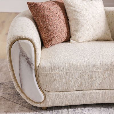 Abba 3-Seater Fabric Sofa - Beige - With 2-Year Warranty