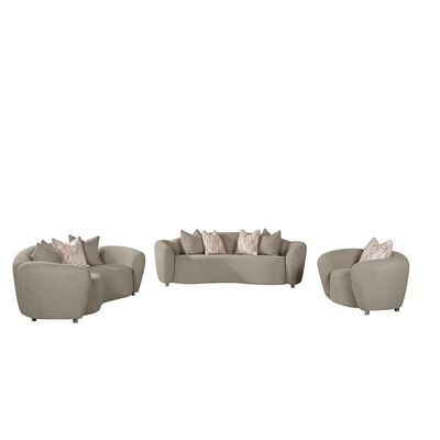 Hamman 3+2+1 Seater Fabric Sofa Set - Light Brown