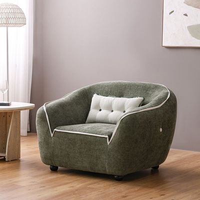 Tensor 1 Seater Fabric  Sofa - Green