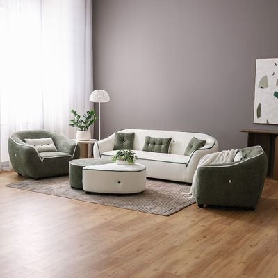 Tensor 3 Seater Fabric  Sofa - White