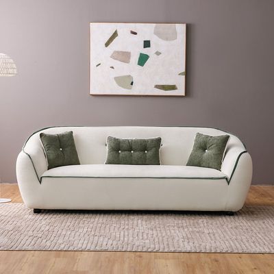 Tensor 3-Seater Fabric Sofa - White - With 3-Year Warranty