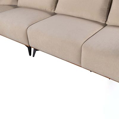 Tierra Sectional  PU Leather Corner Sofa w/ Stool-  Beige / Orange / Black