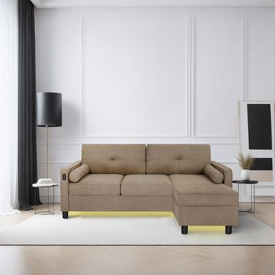 Vermax Fabric Corner Sofa - Brown