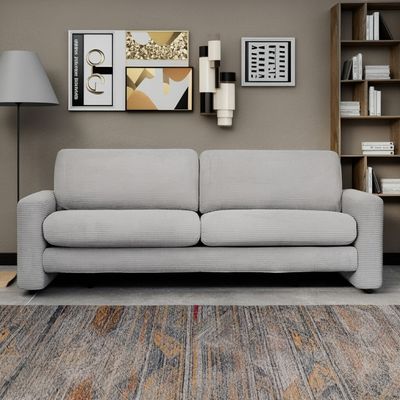 Miles 3 Seater Fabric Sofa -  Light Grey