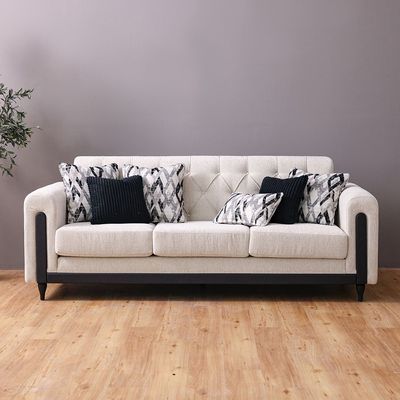 Nimrod 3-Seater Fabric Sofa - Beige - With 2-Year Warranty