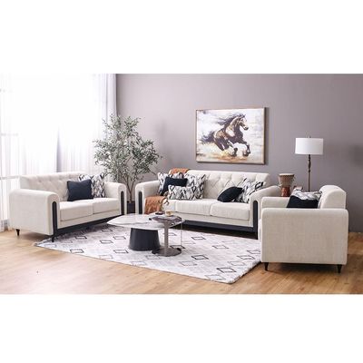 Nimrod 3-Seater Fabric Sofa - Beige - With 2-Year Warranty