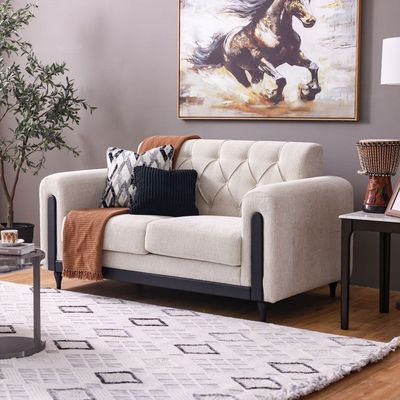 Nimrod 2-Seater Fabric Sofa - Beige - With 2-Year Warranty