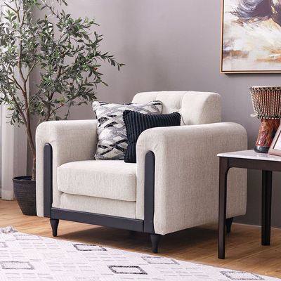 Nimrod 1-Seater Fabric Sofa - Beige - With 2-Year Warranty