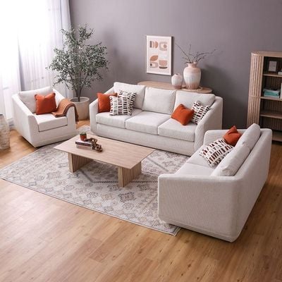 Stamford 6-Seater Fabric Sofa Set - Beige - With 2-Year Warranty