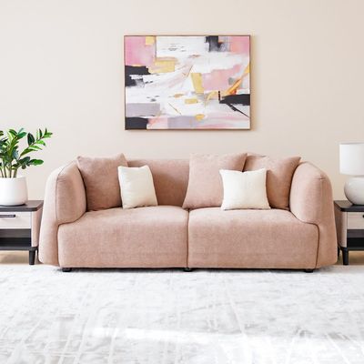 Jessie 3-Seater Fabric Sofa - Rose - With 2-Year Warranty