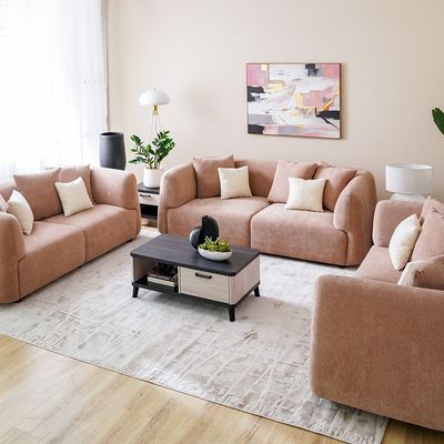 Jessie 3-Seater Fabric Sofa - Rose - With 2-Year Warranty