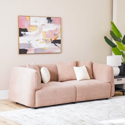 Jessie 3-Seater Fabric Sofa - Rose - With 2-Year Warranty