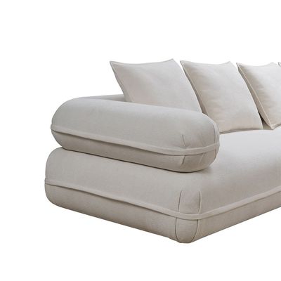 Avril Fabric Sectional Corner Sofa w/ Ottoman - White