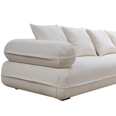 Avril Fabric Sectional Corner Sofa w/ Ottoman - White