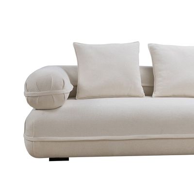 Avril Fabric Sectional Corner Sofa w/ Ottoman - White