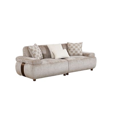 Valira 4+3+3 Seater Fabric Sofa Set- Beige