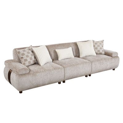 Valira 4+3+3 Seater Fabric Sofa Set- Beige