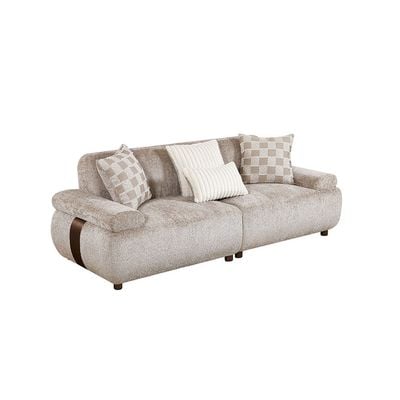 Valira 3-Seater Fabric Sofa - Beige - With 2-Year Warranty 