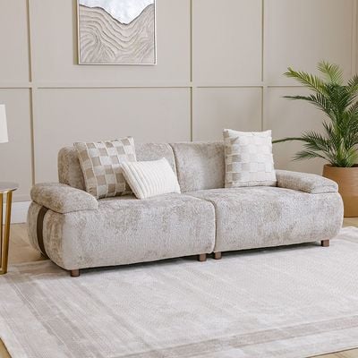 Valira 3-Seater Fabric Sofa - Beige - With 2-Year Warranty 