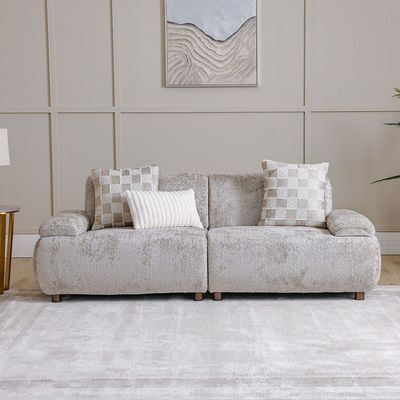 Valira 3-Seater Fabric Sofa - Beige - With 2-Year Warranty 