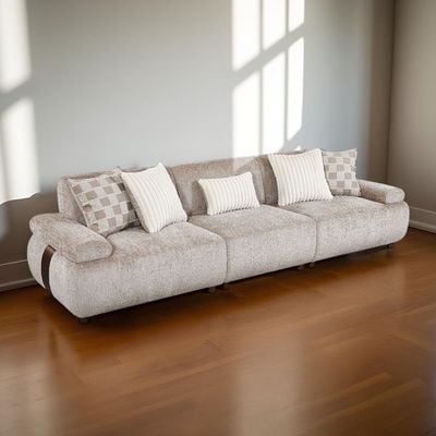 Valira 4-Seater Fabric Sofa - Beige - With 2-Year Warranty
