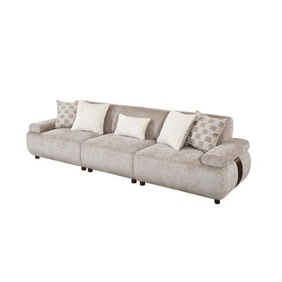 Valira 4-Seater Fabric Sofa - Beige - With 2-Year Warranty