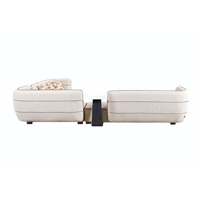 Mikhail 7-Seater Sectional Fabric Corner Sofa with Table - Beige - With 2-Year Warranty