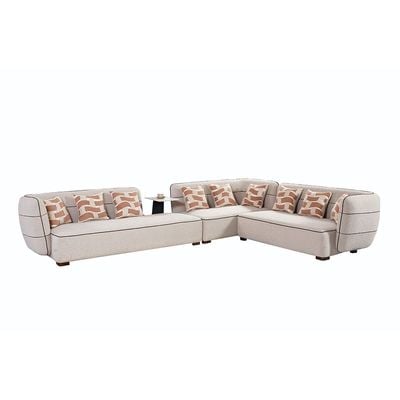 Mikhail Fabric Sectional Corner Sofa W/ Table - Beige