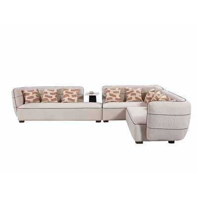 Mikhail Fabric Sectional Corner Sofa W/ Table - Beige